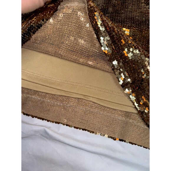 Issac Mizrahi Pencil Skirt Size SP Gold Black Sequin Front Bow Disco Glamour Hot - Picture 3 of 7